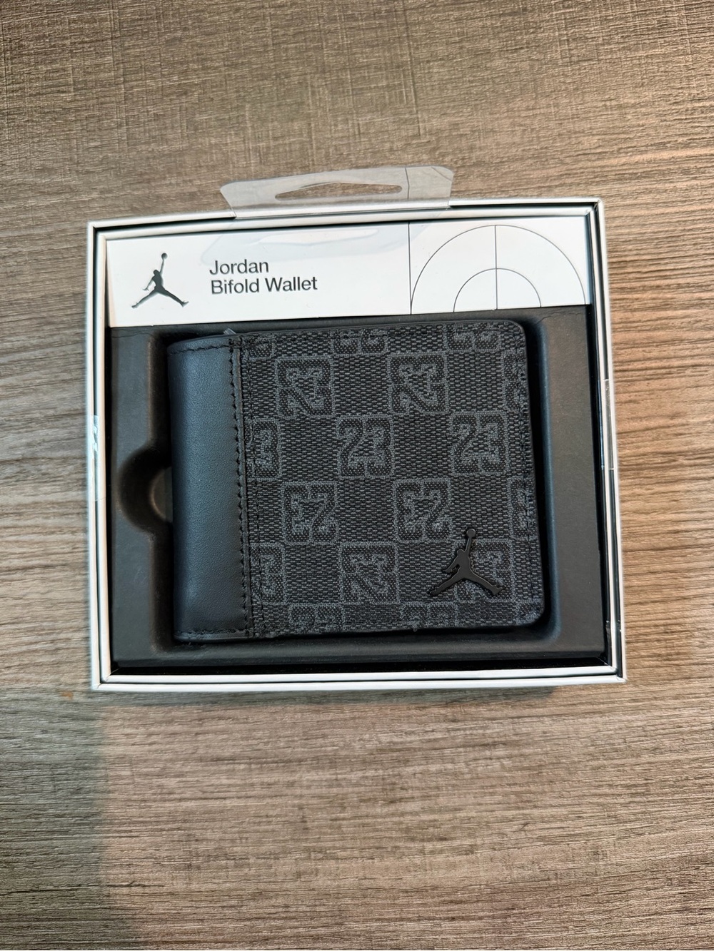Jordan Black Textured Bifold Wallet with '23' Pattern